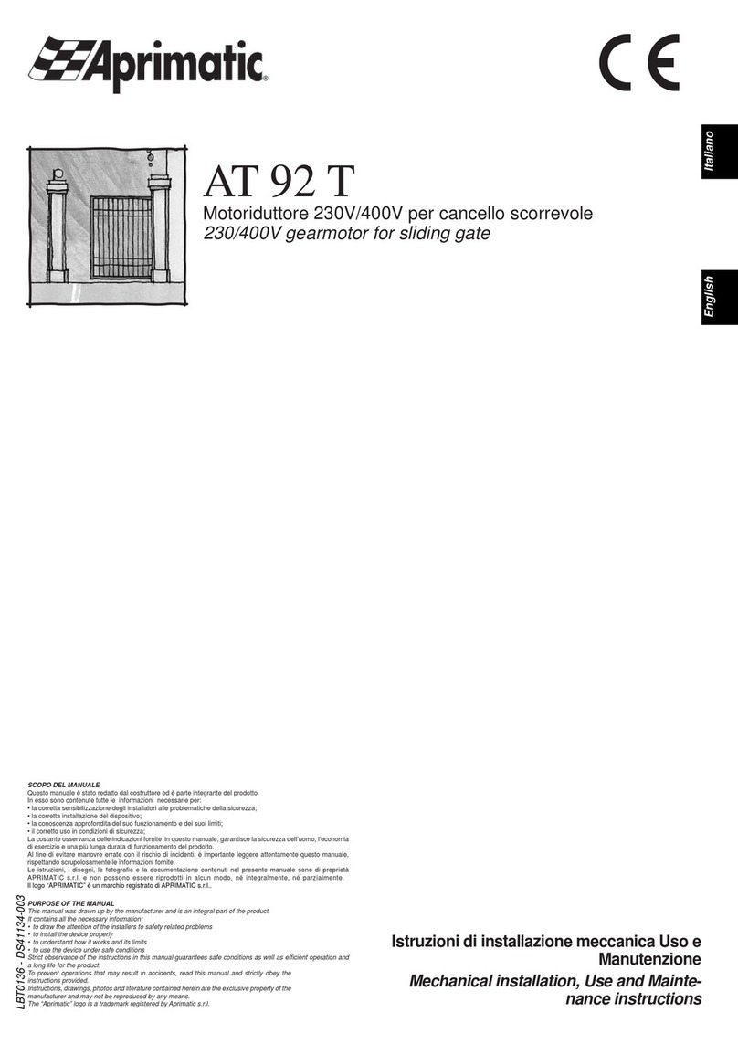 Aprimatic AT 92 T Quick start guide