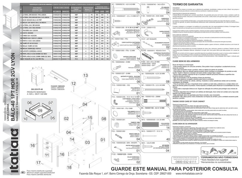 Itatiaia Lisboa BALC-40 1PT HOR 2GV LYON User manual