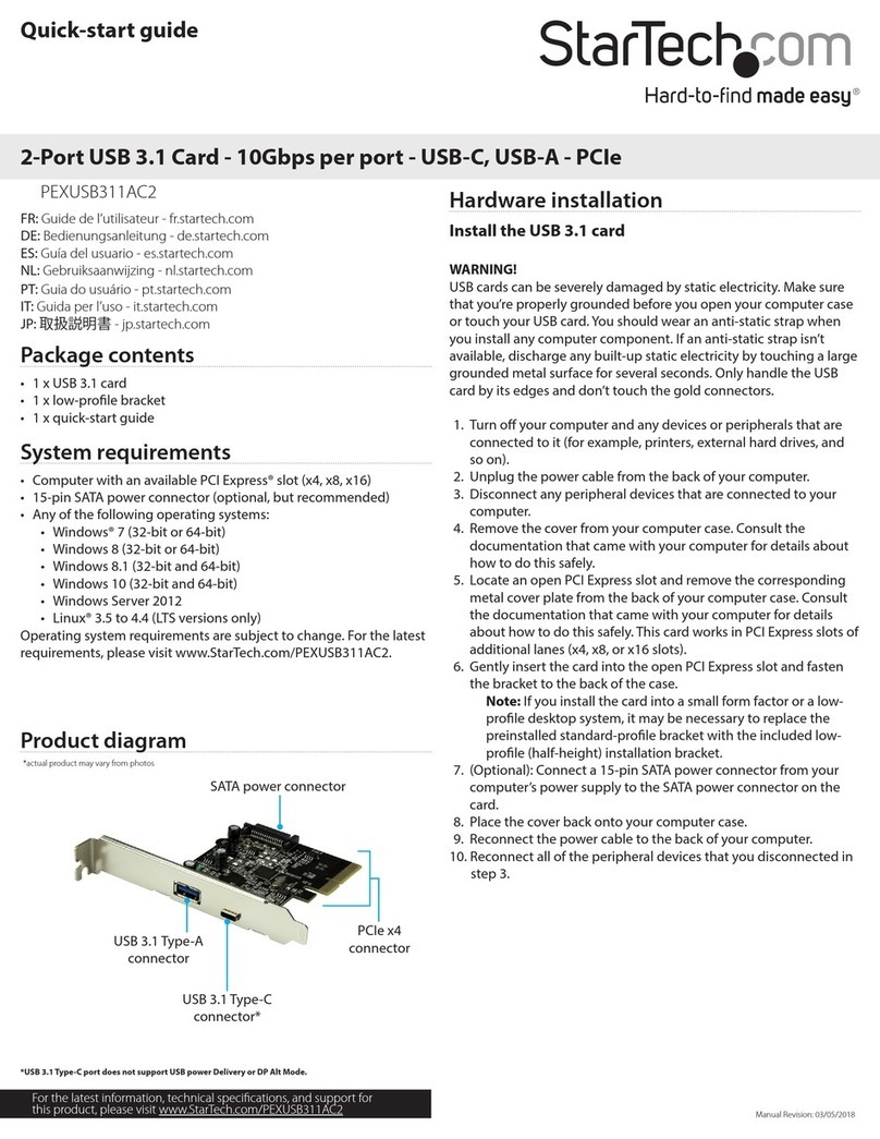 StarTech.com PEXUSB311AC2 quick start guide