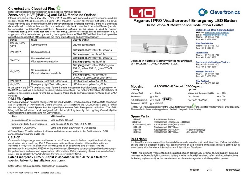 Clevertronics L10 ARGOPRO-1200-L10POD Series User manual