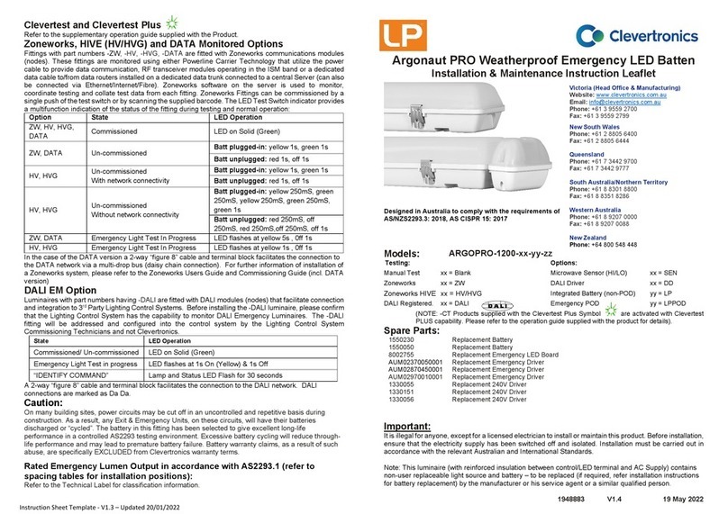 Clevertronics ARGOPRO-1200 Series Installation instruction Clevertronics ARGOPRO-1200 Series Installation instruction