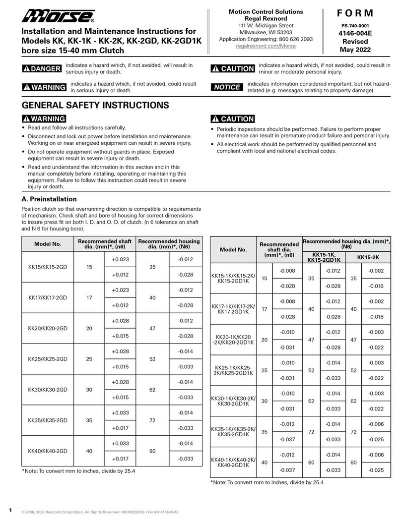 morse KK Installation and maintenance instructions morse KK Installation and maintenance instructions