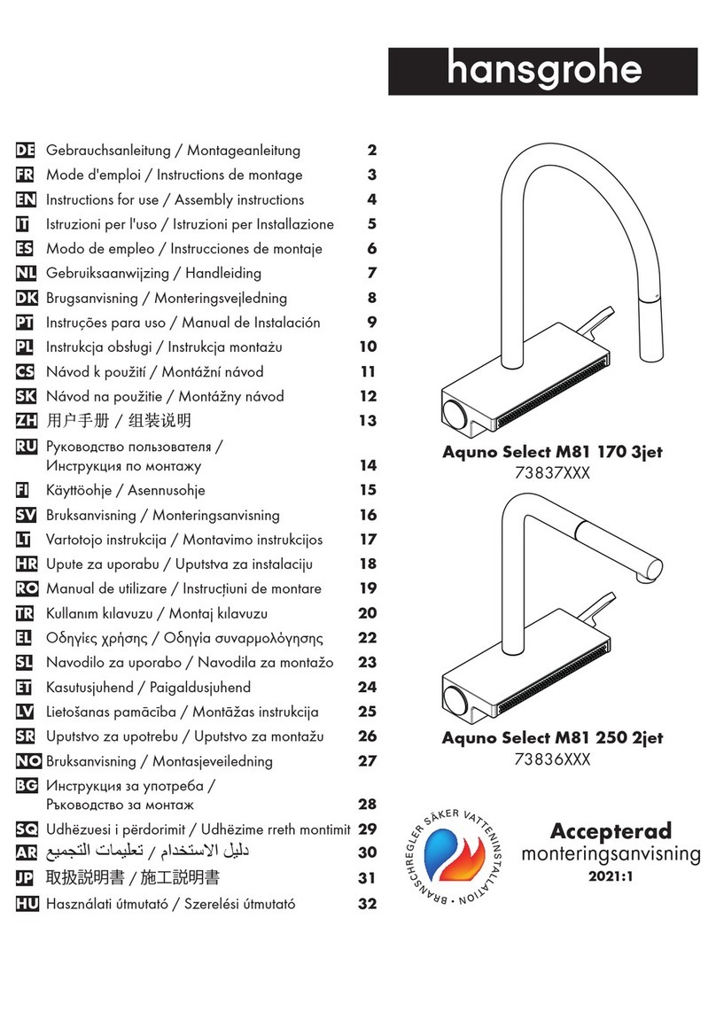 Hans Grohe Aquno Select M81 170 3jet 73837 Series Manual Hans Grohe Aquno Select M81 170 3jet 73837 Series Manual