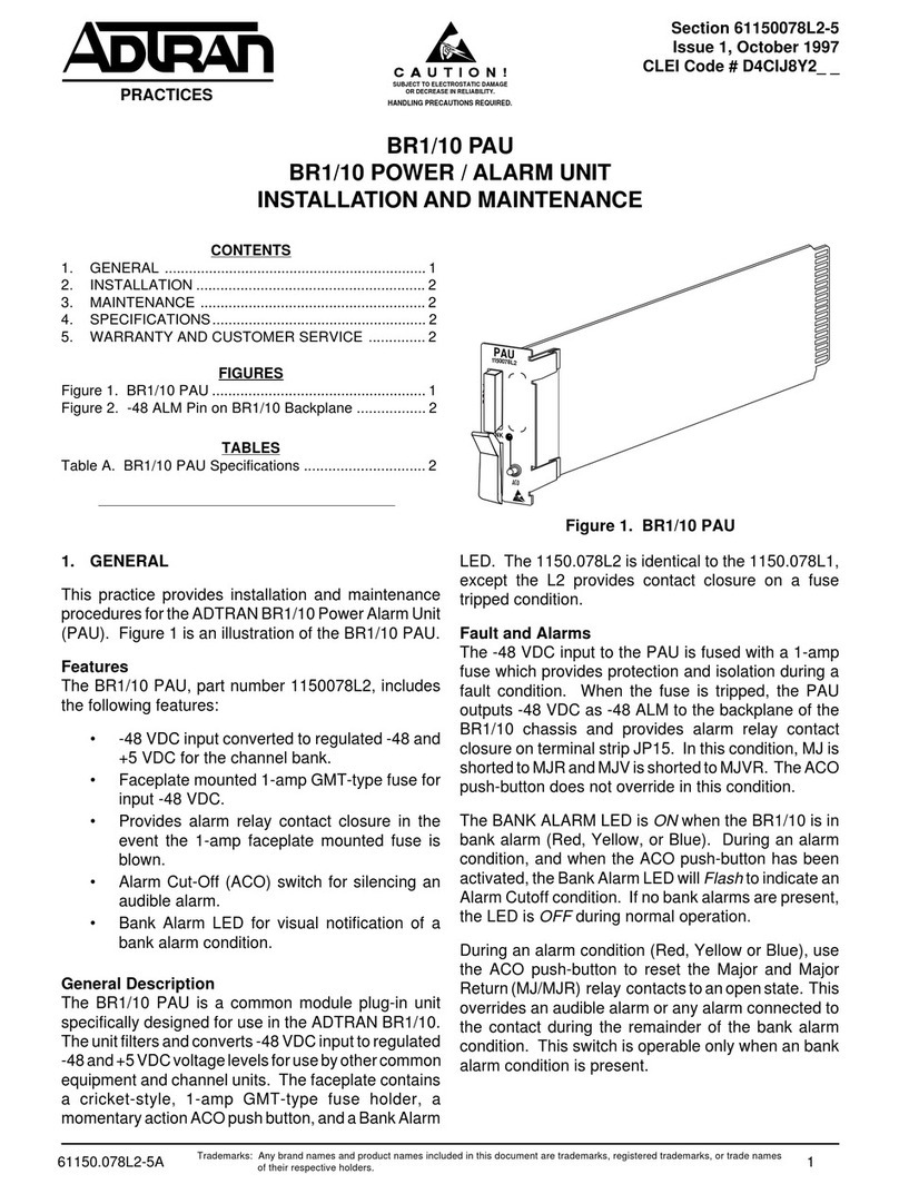 ADTRAN BR1/10 PAU Instruction Manual ADTRAN BR1/10 PAU Instruction Manual
