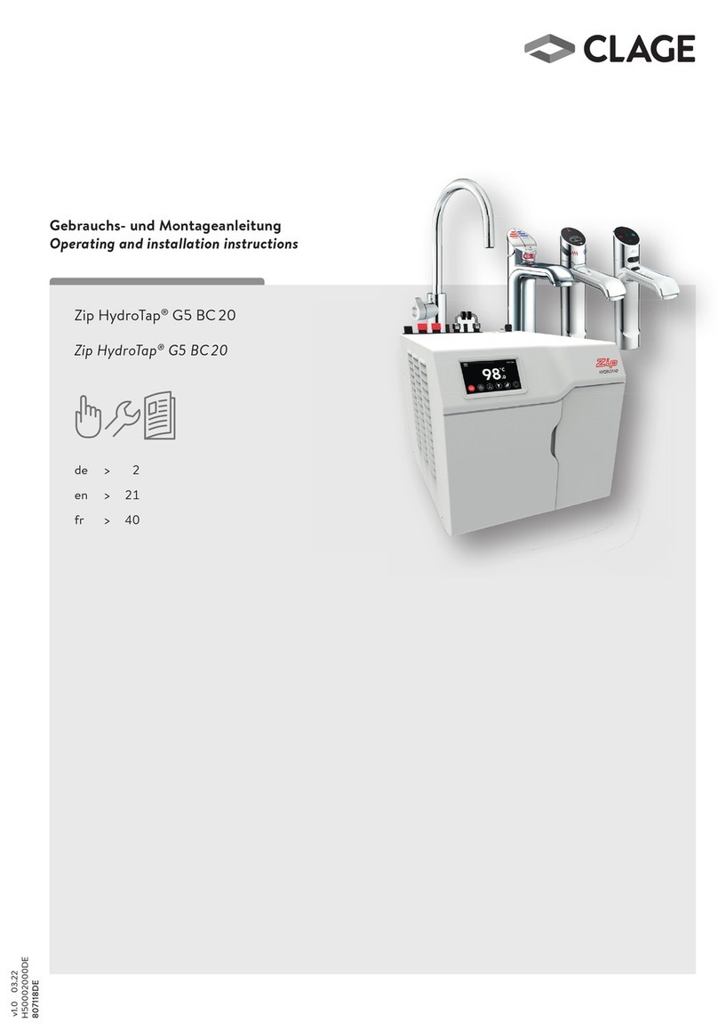 clage Zip HydroTap G5 BC 20 Operating and installation instructions clage Zip HydroTap G5 BC 20 Operating and installation instructions