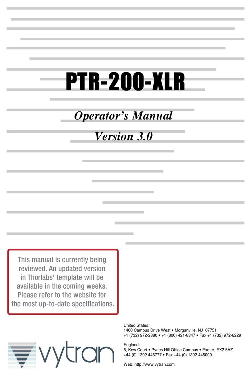 Vytran PTR-200-XLR Operator's manual
