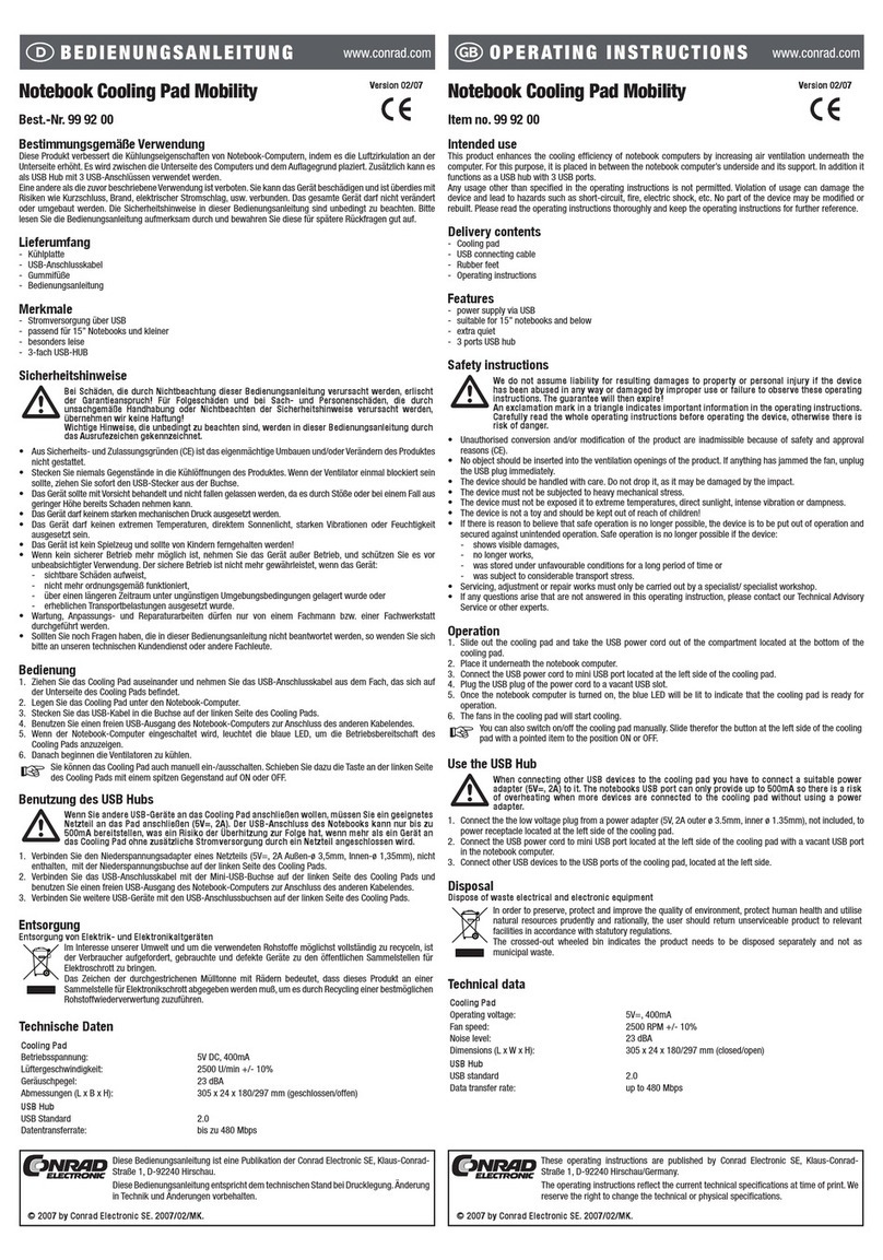 Conrad 99 92 00 operating instructions