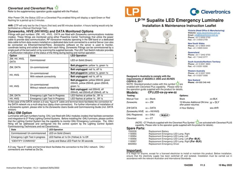 Clevertronics LP Supalite CFLLED Series Installation and operating instructions Clevertronics LP Supalite CFLLED Series Installation and operating instructions