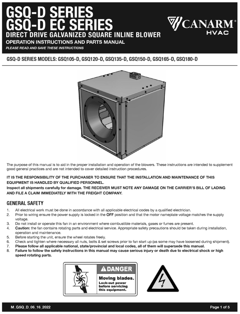 Canarm GSQ-D Series Operation instructions and parts manual