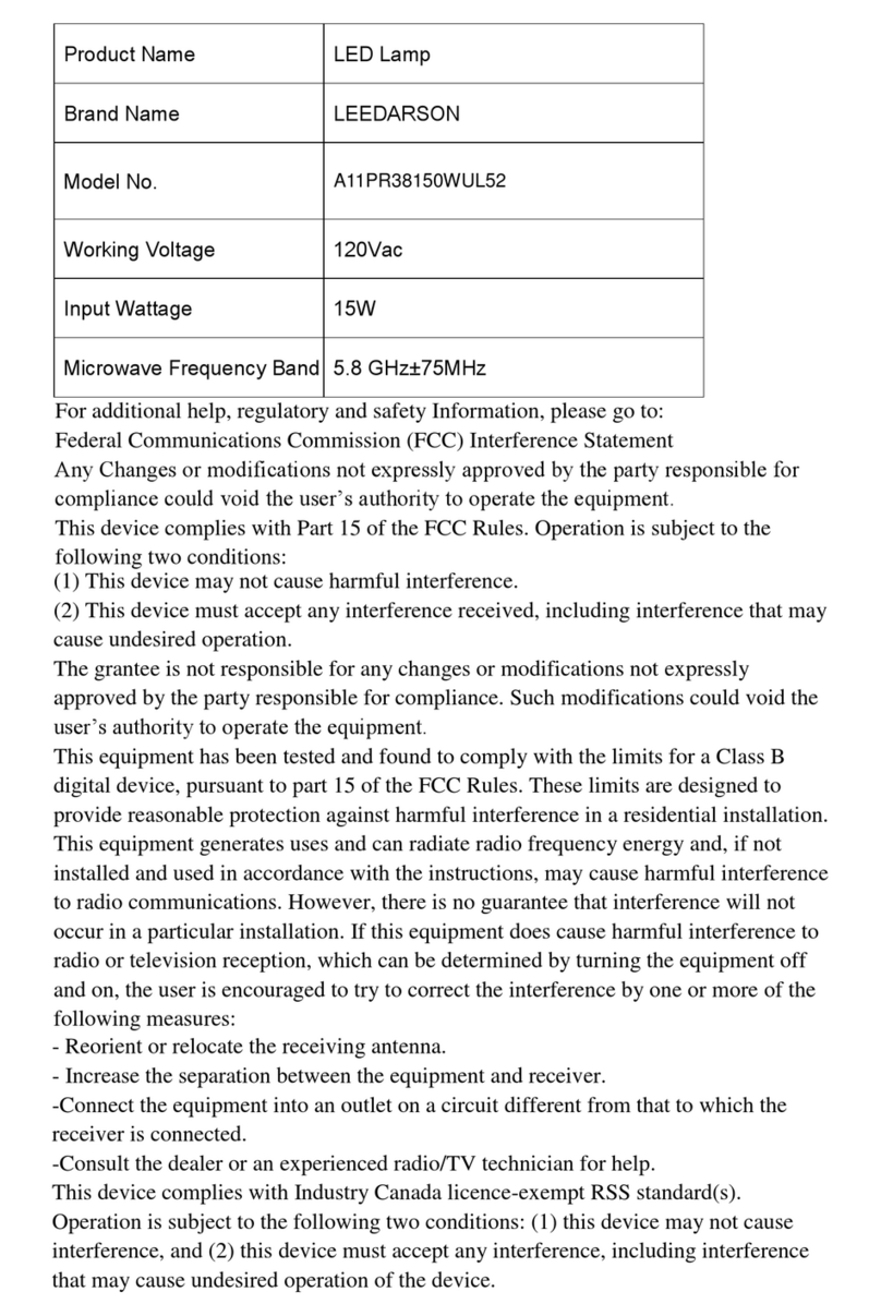 Leedarson A11PR38150WUL52 user manual