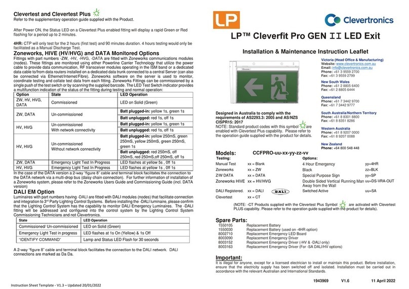 LP Cleverfit Pro GEN II LED Exit Installation & maintenance