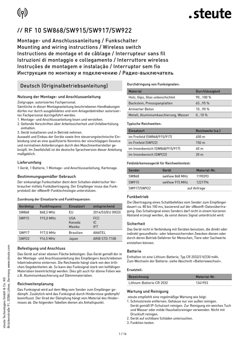 steute RF 10 SW868 Programming manual