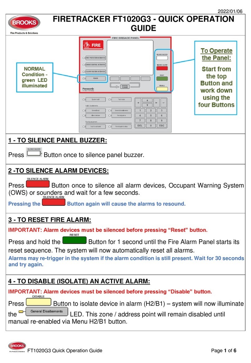 Brooks firetracker FT1020G3 FDCIE Quick operation guide