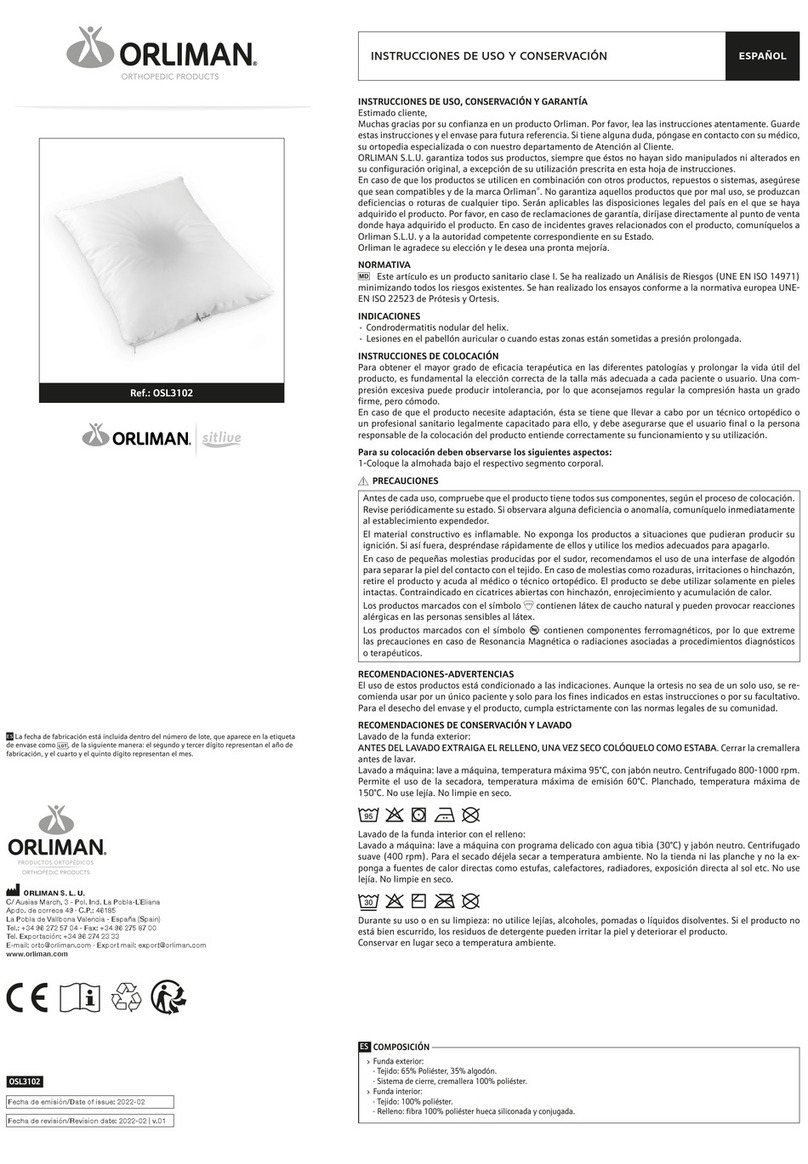 Orliman SITLIVE OSL3102 Use and maintenance instructions