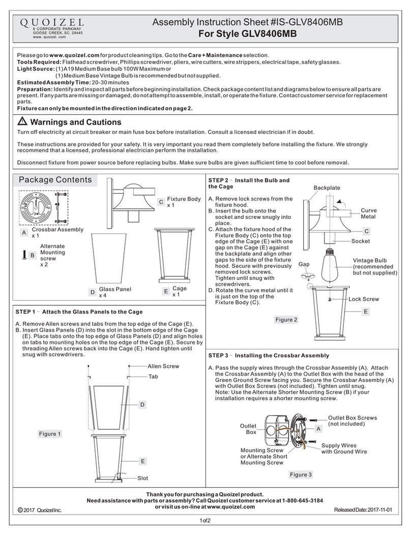 Quoizel GLV8406MB Mounting instructions Quoizel GLV8406MB Mounting instructions
