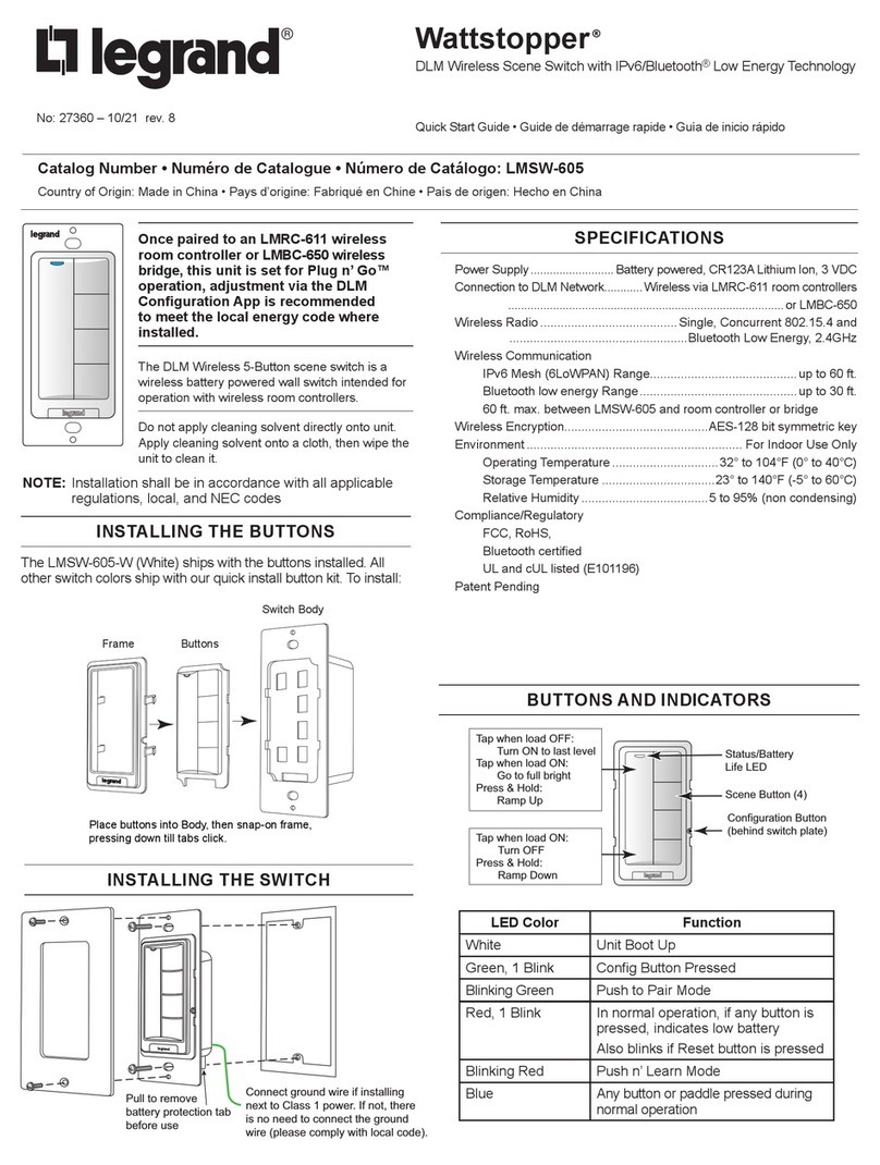 LEGRAND LMSW-605-W quick start guide