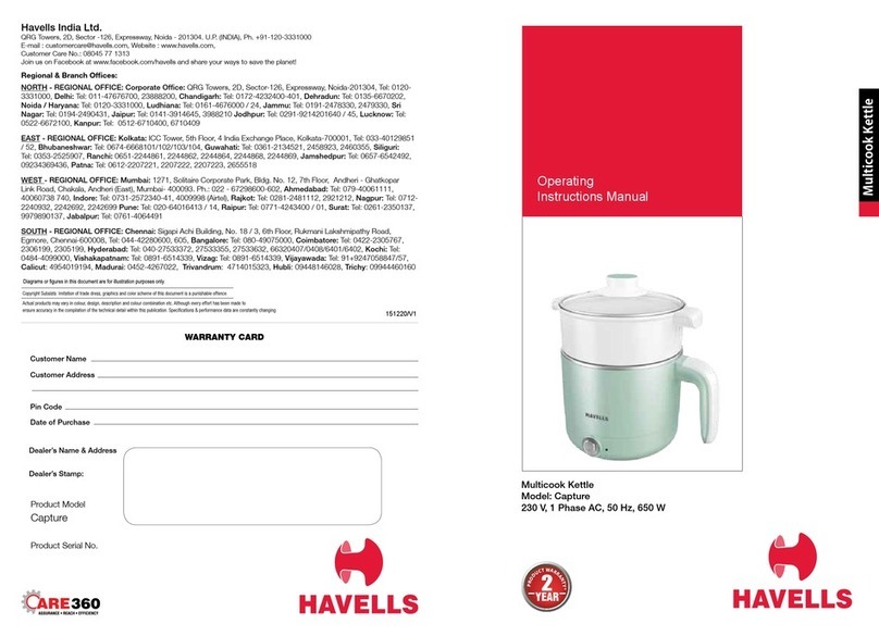 Havells Capture Operating instructions manual