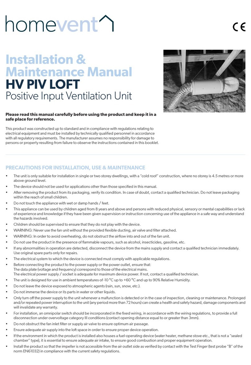 homevent HV PIV LOFT Installation & maintenance manual
