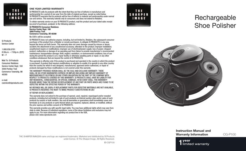 Sharper Image CG-P100 Instruction manual and  warranty information