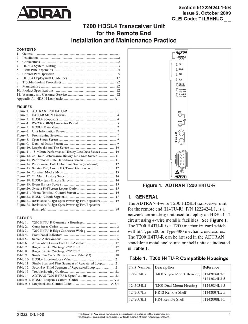 ADTRAN HDSL4 T200 H4TU-R Installation and maintenance practice
