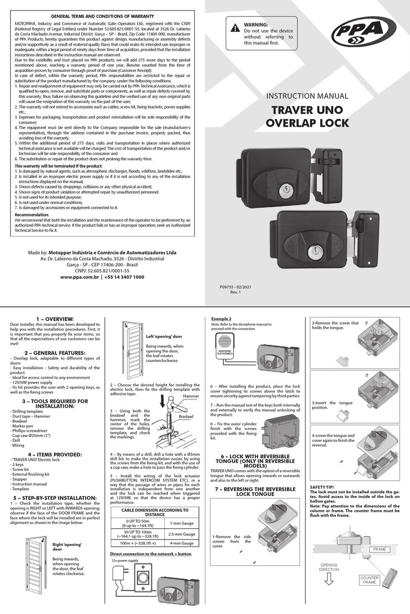 PPA TRAVER UNO User manual