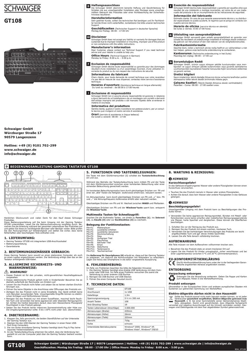 Schwaiger GT108 User manual