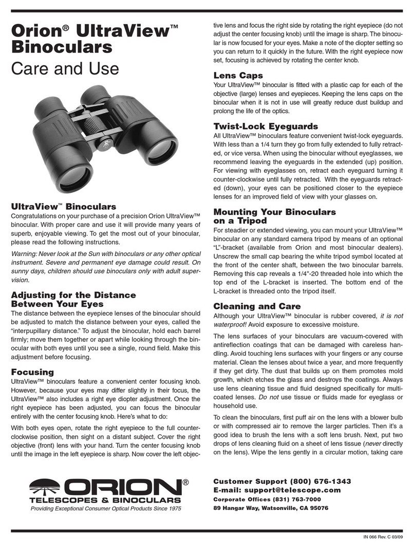 Orion UltraView Care and use