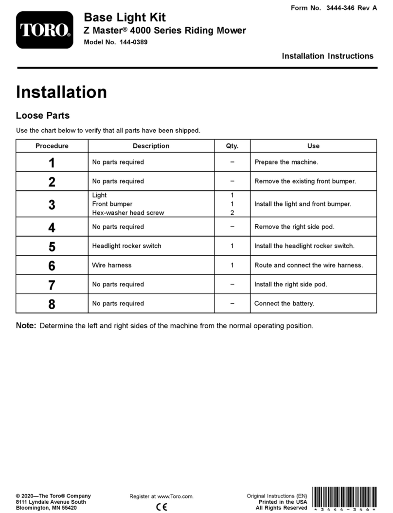Toro 144-0389 installation instructions