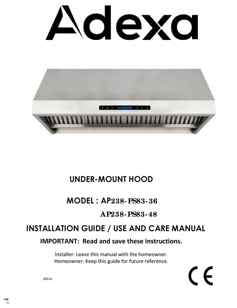 Adexa AP238- PS83- 36 INSTALLATION GUIDE / USE AND CARE MANUAL Adexa AP238- PS83- 36 INSTALLATION GUIDE / USE AND CARE MANUAL