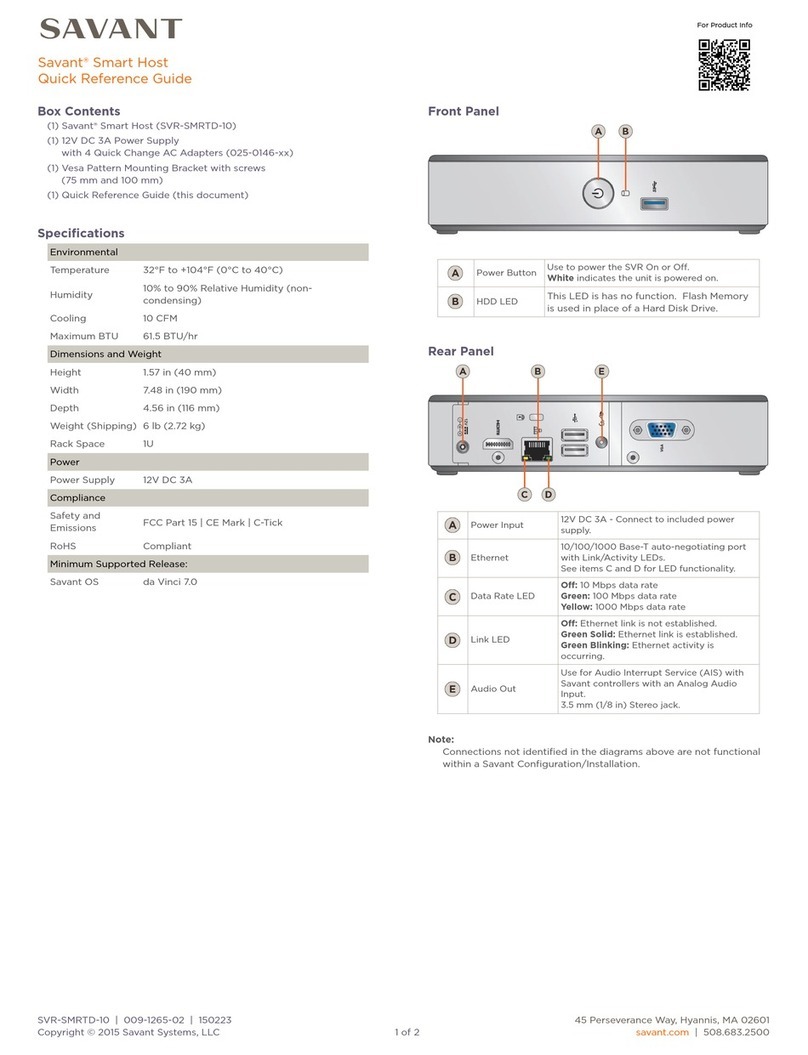 Savant SVR-SMRTD-10 User manual