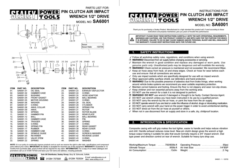 Sealey SA6001 instructions