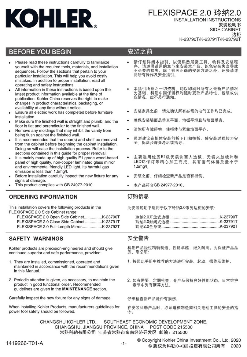 Kohler FLEXISPACE 2.0 K-23790T User manual