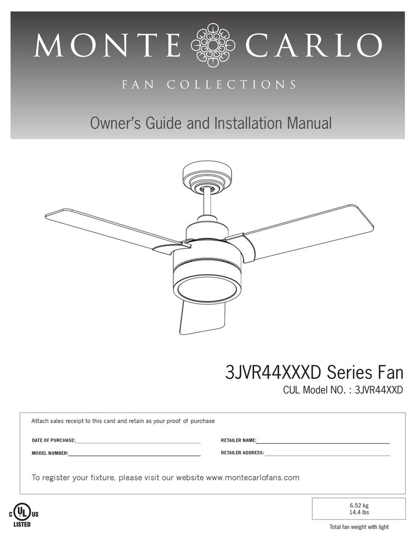 Monte Carlo Fan Company 3JVR44 D Series Owner's guide and installation manual Monte Carlo Fan Company 3JVR44 D Series Owner's guide and installation manual