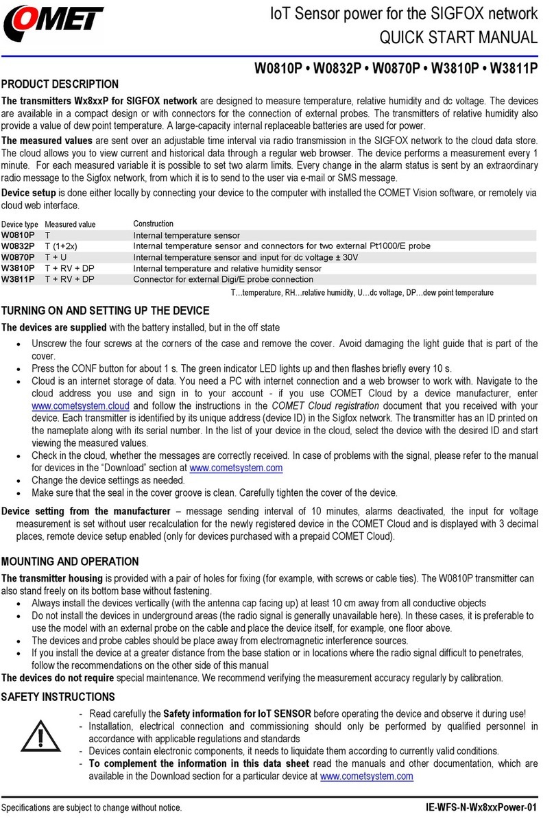 Comet W0810P Instruction manual