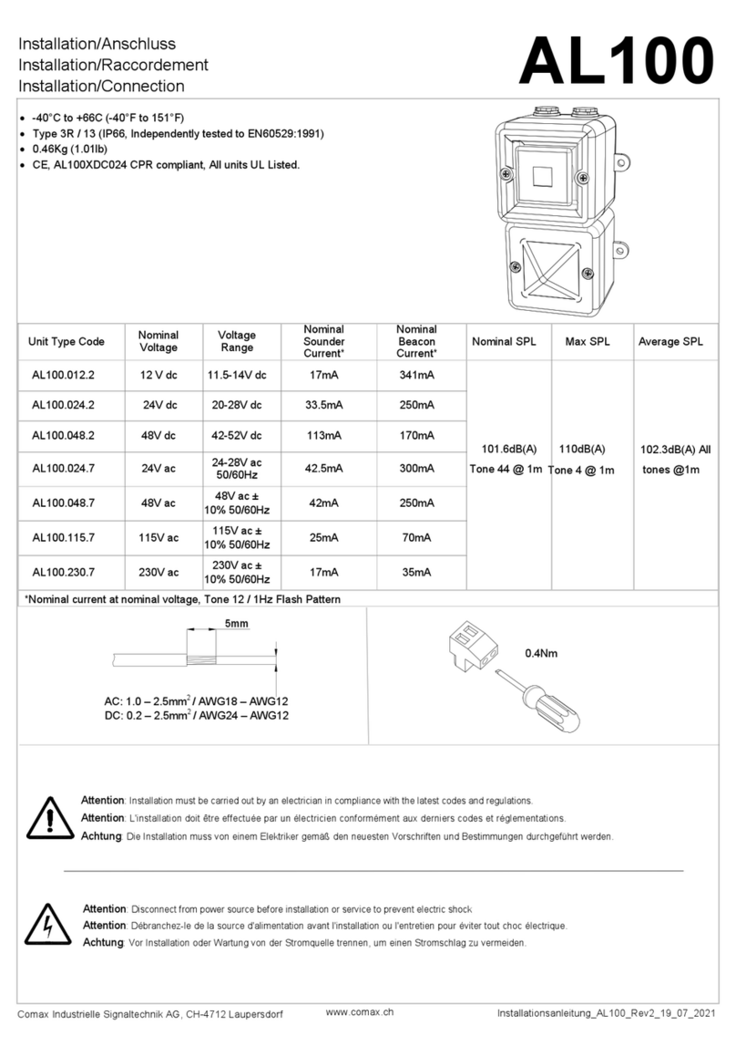 Comax AL100 Installation/connections