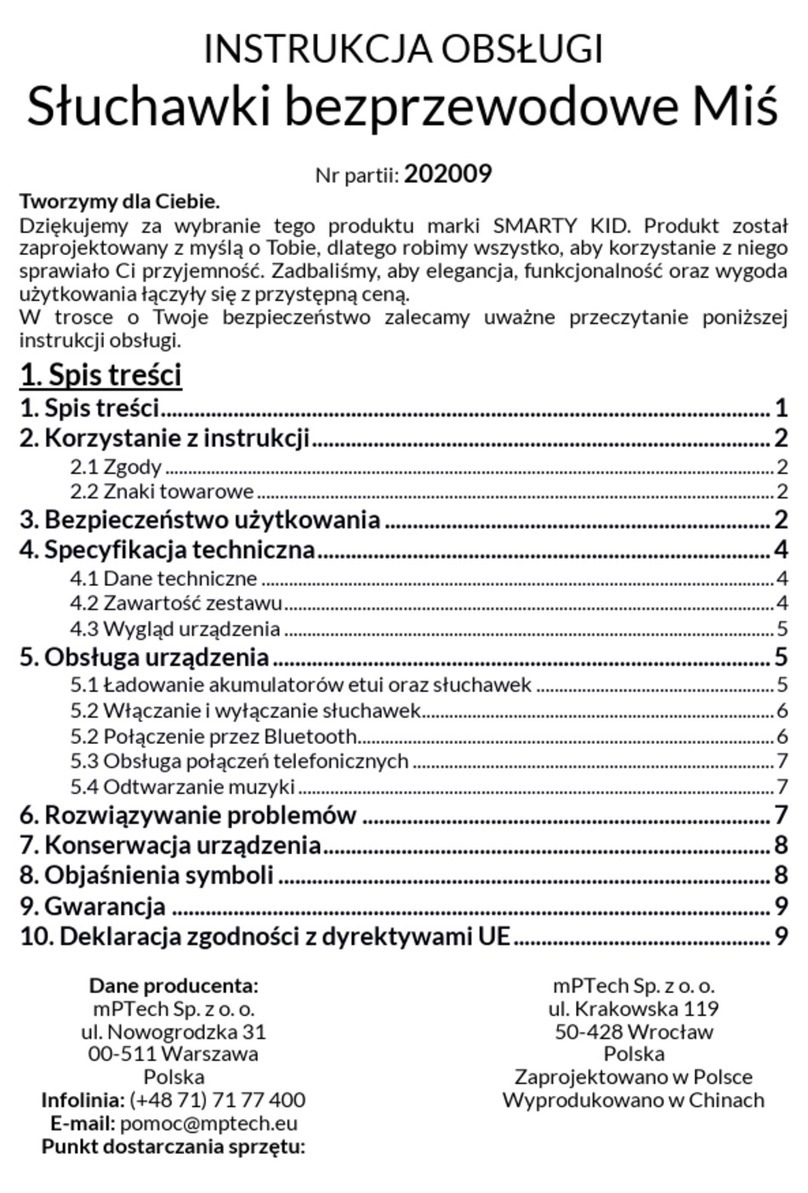 mPTech SMARTY KID 202009 user manual