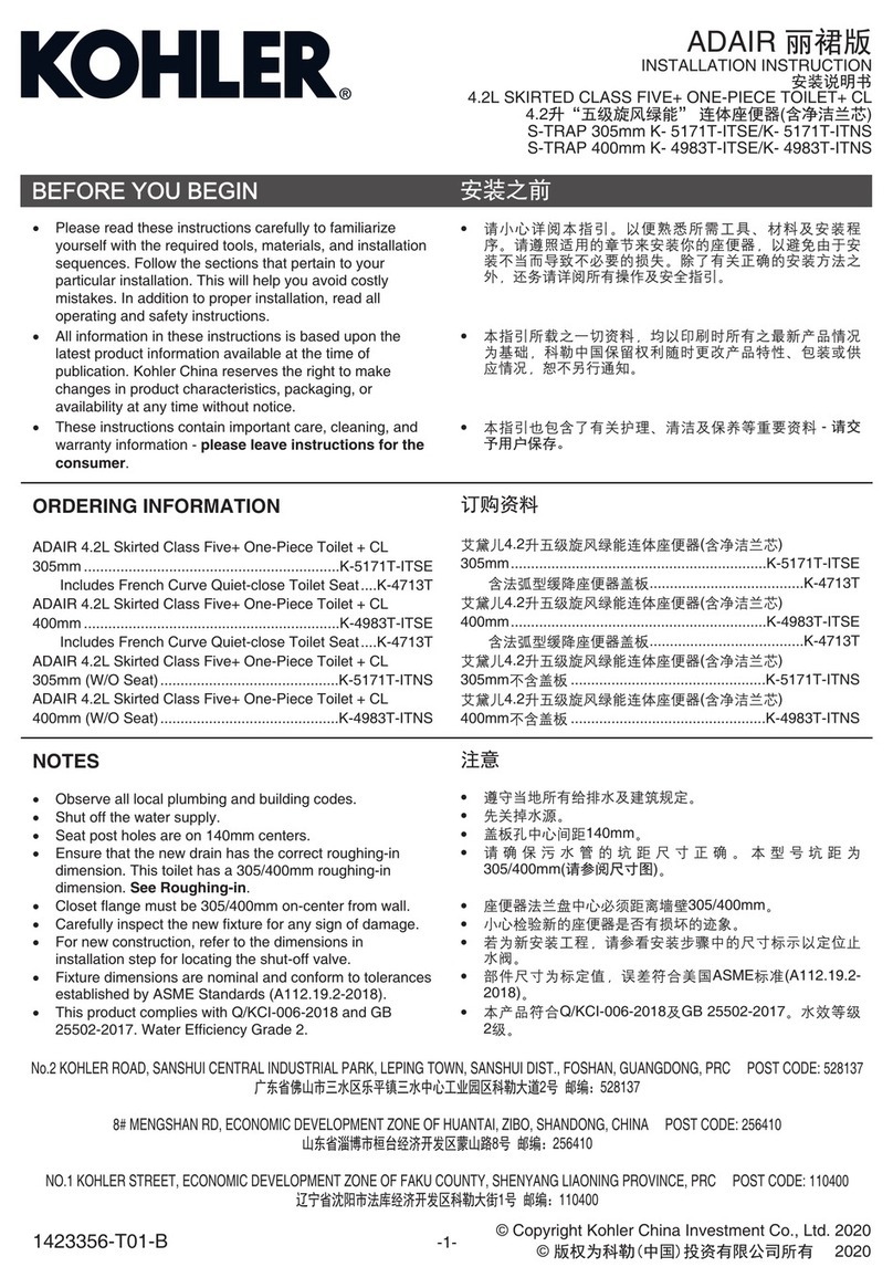 Kohler ADAIR K- 5171T-ITSE User manual