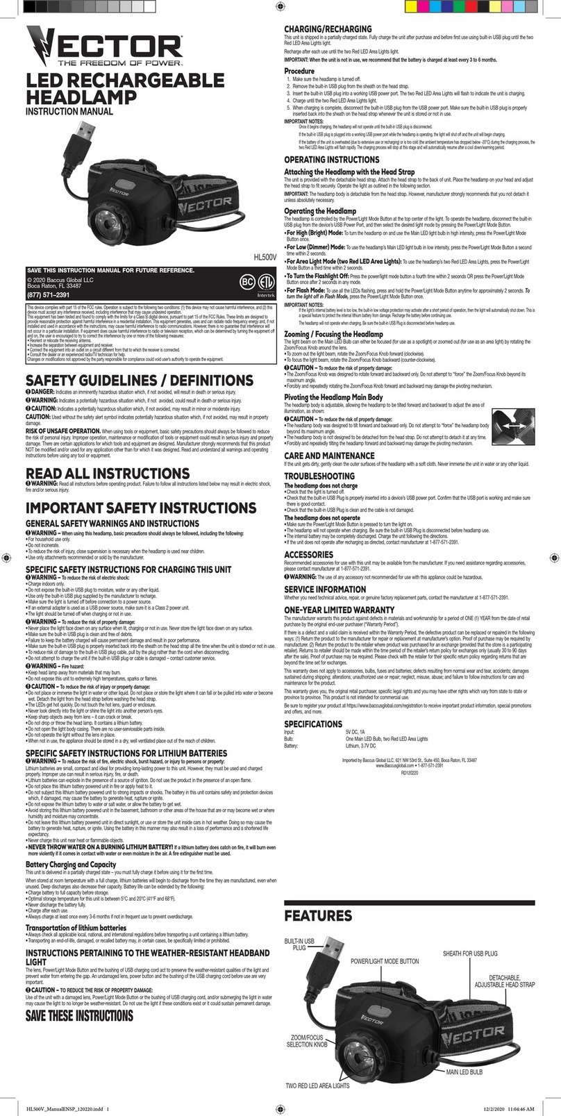 Vector HL500V instruction manual