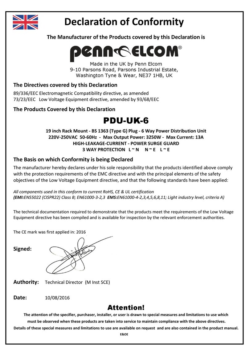 Penn Elcom PDU-UK-6 User manual