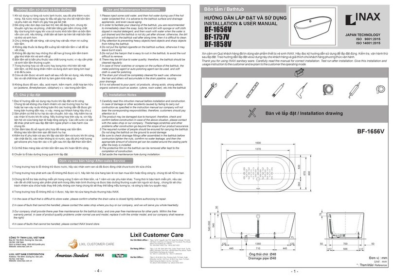 Inax BF-1656V Installation & user manual