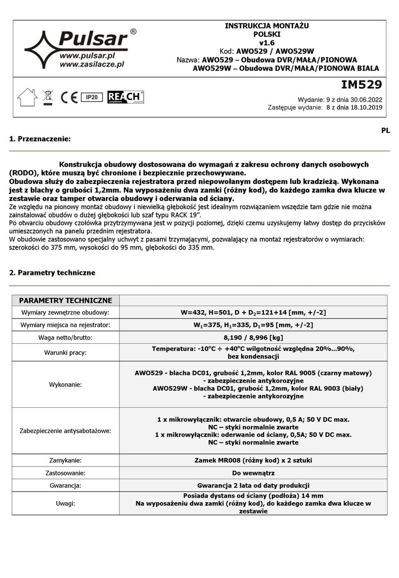 Pulsar AWO529 User manual Pulsar AWO529 User manual