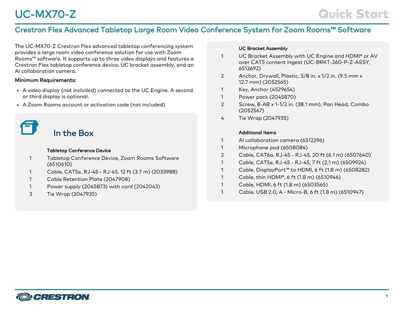 Crestron UC-MX70-Z quick start