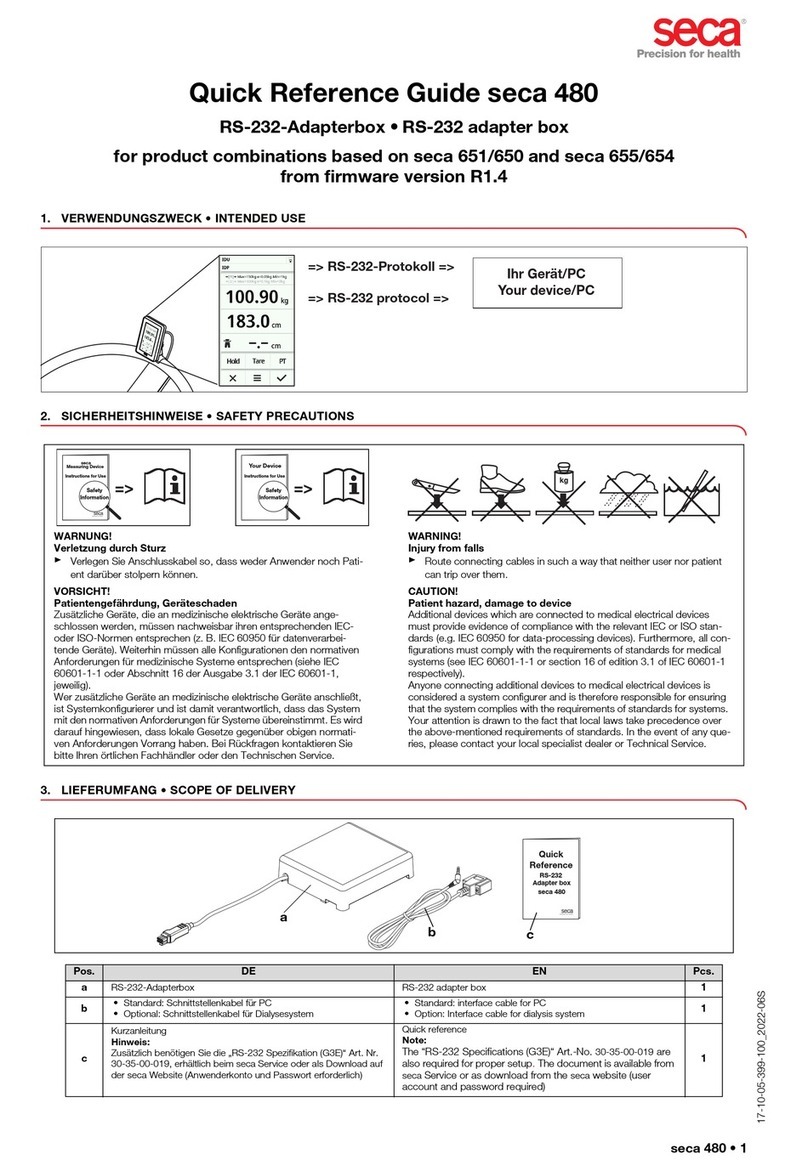 Seca 480 Quick reference guide