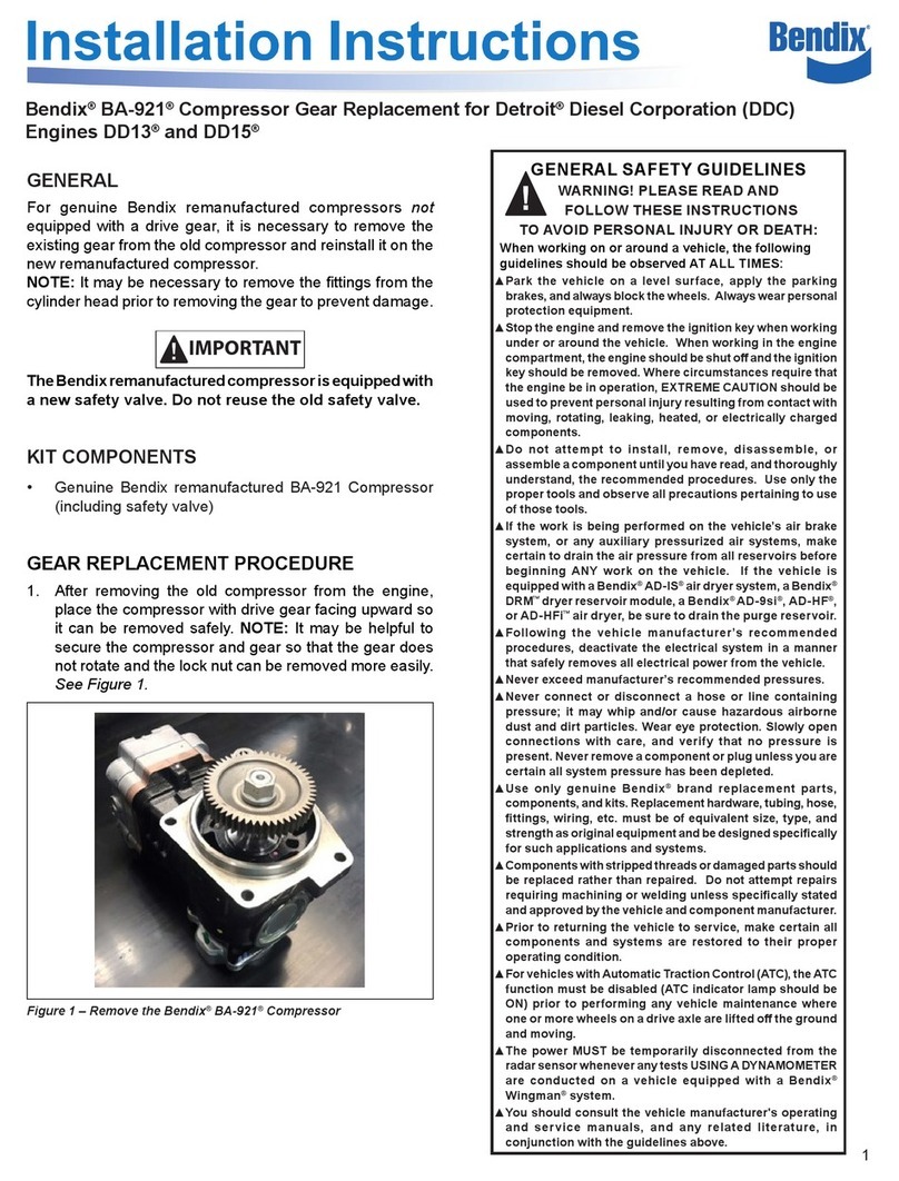 BENDIX BA-921 COMPRESSOR-STD-CLOSED ROOM User manual