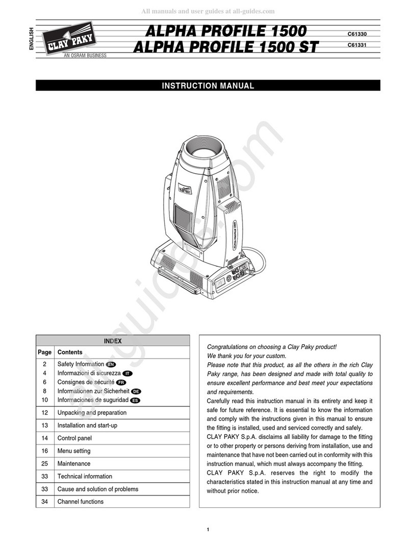 Osram Clay Paky ALPHA PROFILE 1500 instruction manual