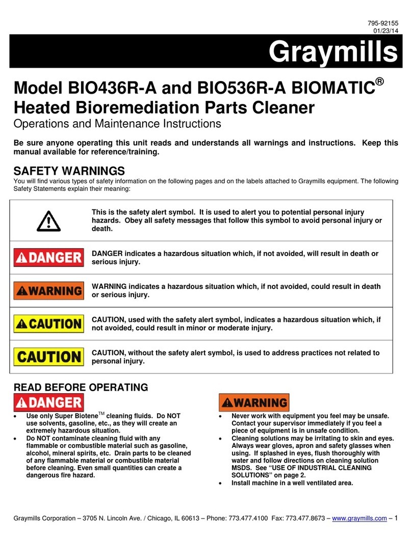 Graymills BIOMATIC BIO436R-A Operation and maintenance instructions