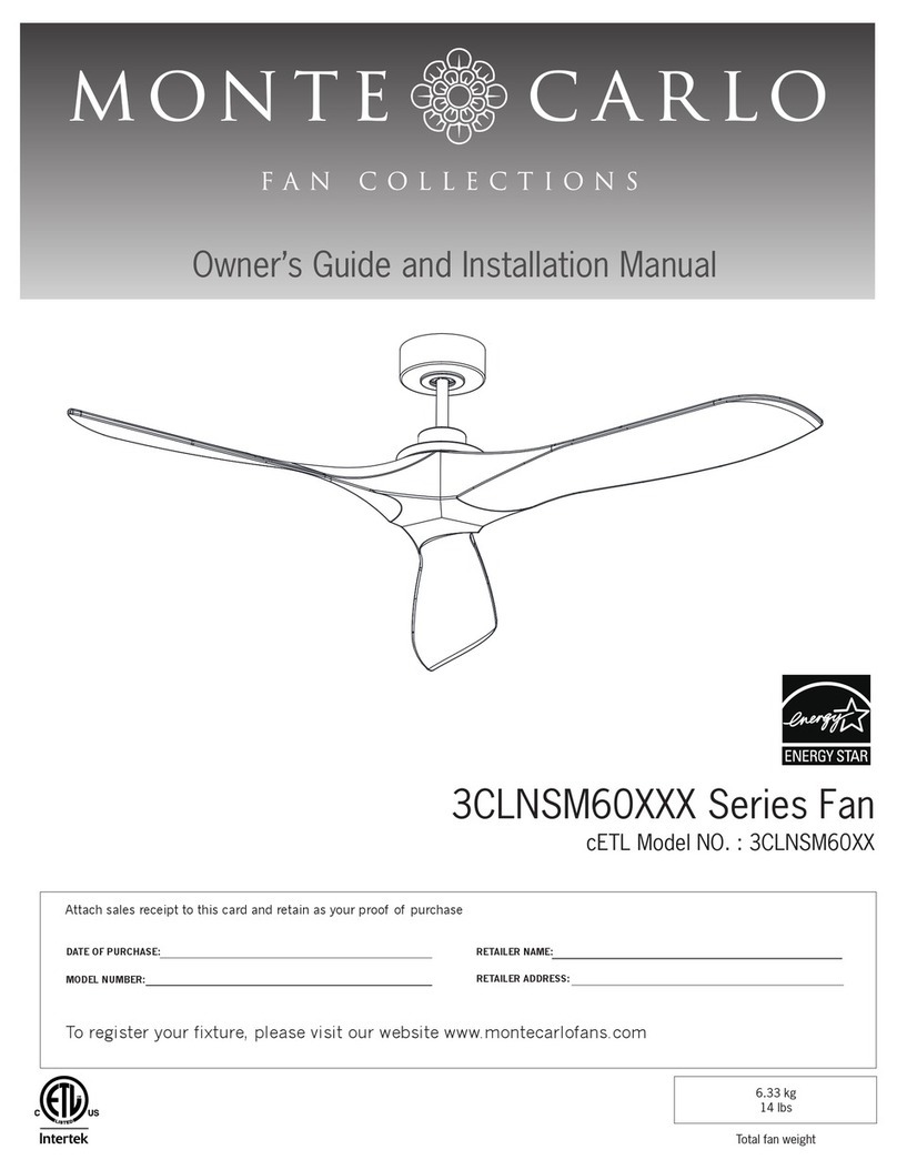 Monte Carlo Fan Company 3CLNSM60 Series Owner's guide and installation manual