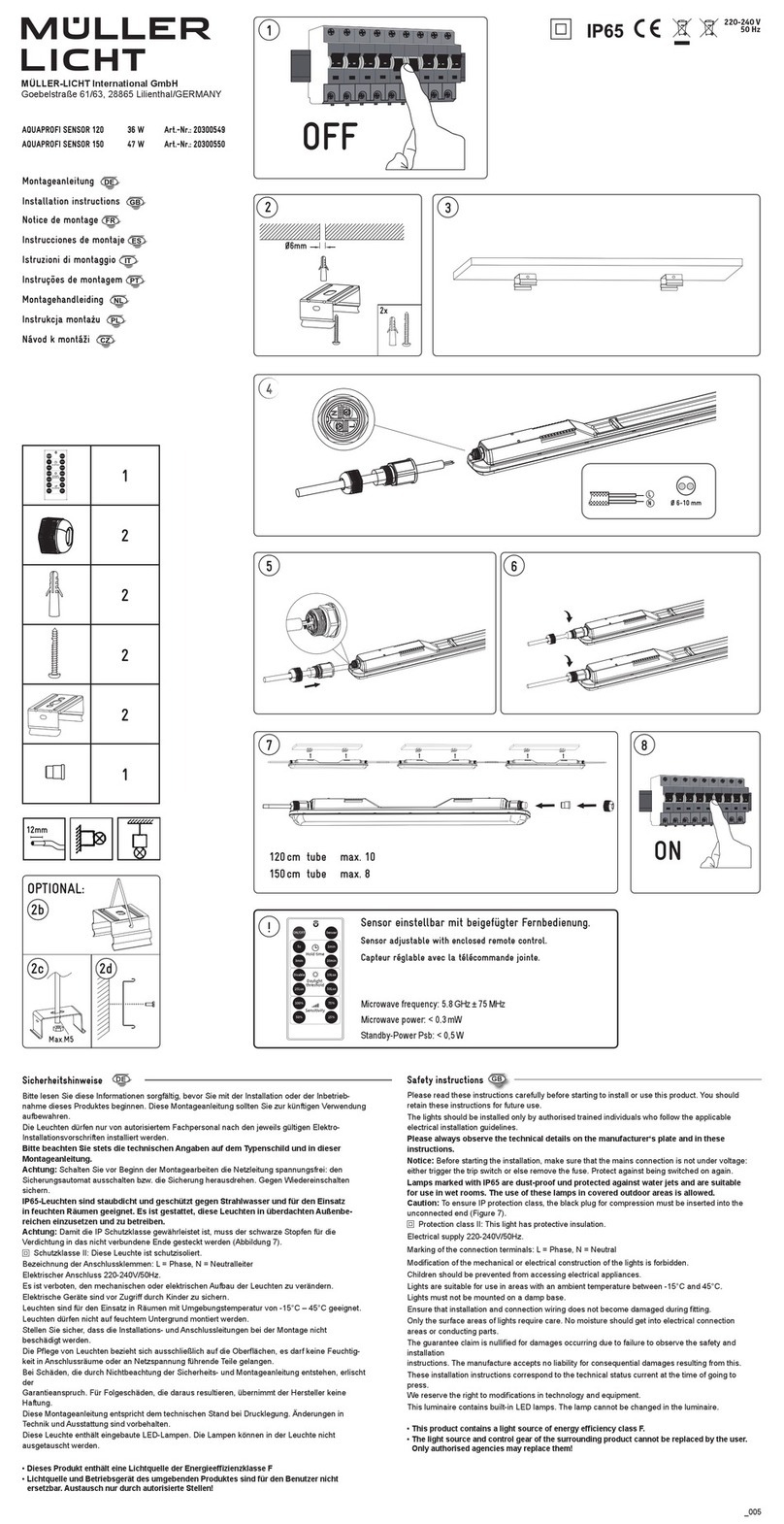Muller licht AQUAPROFI SENSOR 120 installation instructions