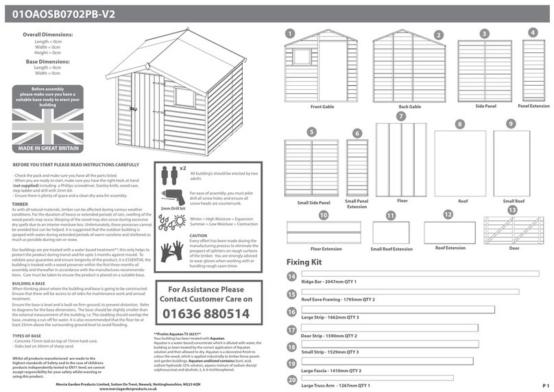 Mercia Garden Products 01OAOSB0702PB-V2 User manual