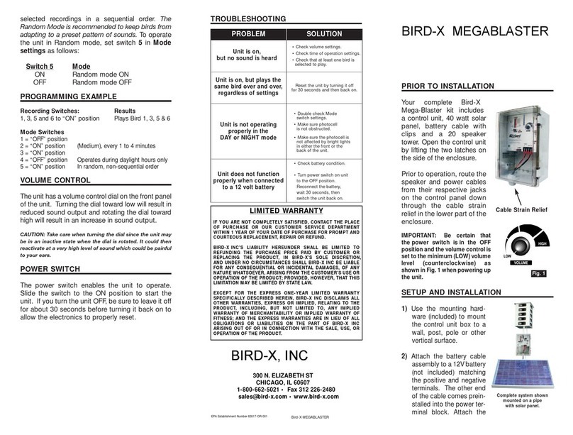 Bird-X MEGABLASTER User manual